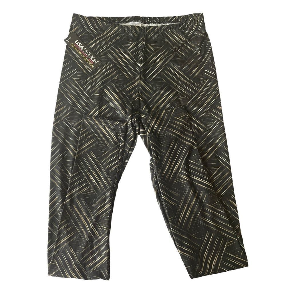 BLACK AND GOLD LEGGINGS, ONE SIZE - Picture 2 of 8